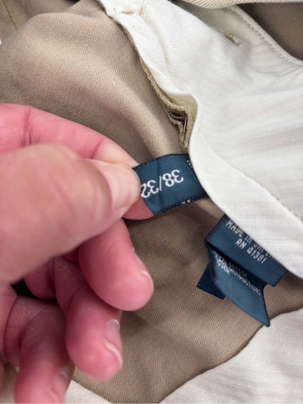 Polo Ralph Lauren Men 38x32 Khaki Chino Pants Flat Front Tan Cotton Trousers 38 - Picture 5 of 12